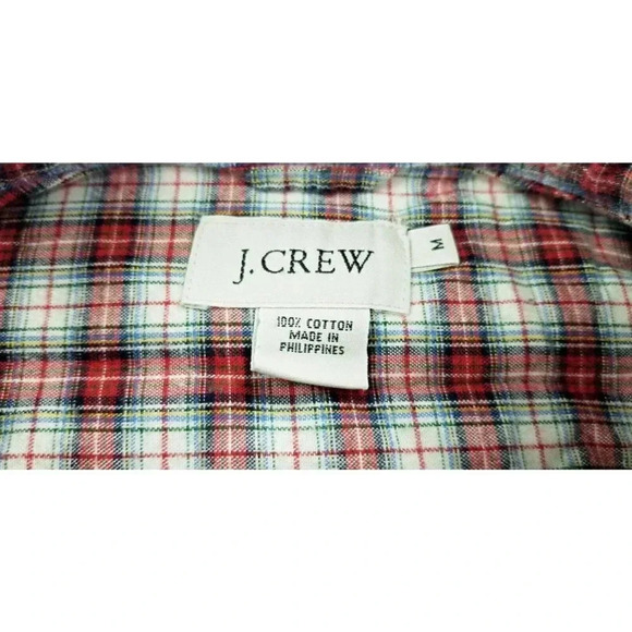 J. Crew Size Medium Men's Button Down Long Sleeve Red White Check Cotton Shirt - Picture 4 of 10